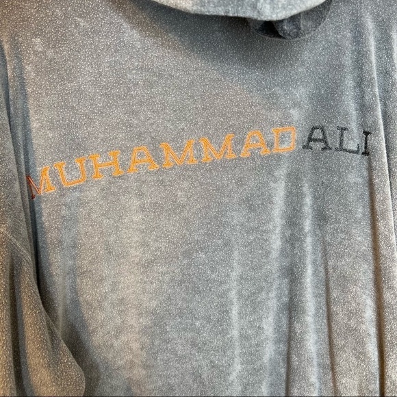 🌹VTG Platinum Fubu Muhammad Ali Gray Fleece Zip Up Hoodie Mens XL Y2K - Picture 7 of 8